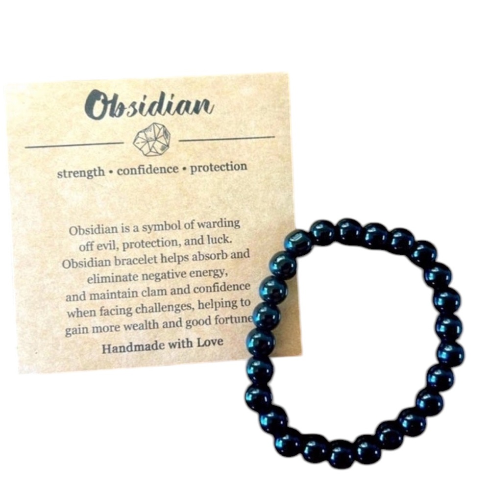 Obsidian Black Protection Beaded Bracelet
